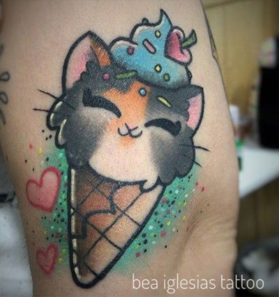 scared black cat tattoo