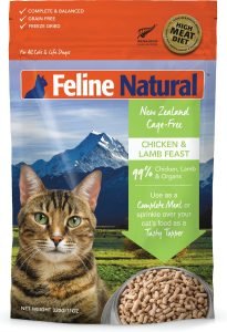 feline natural freeze dried cat food bag