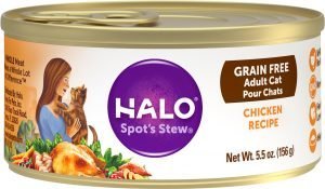 halo spots stew adult wet cat food can